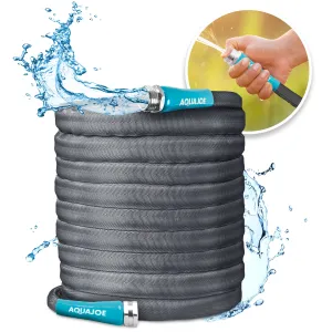 Aqua Joe AJFJH100-58-PRO Ultra Flexible Kink Free Fiberjacket Garden Hose | 100-Foot | Metal Fittings