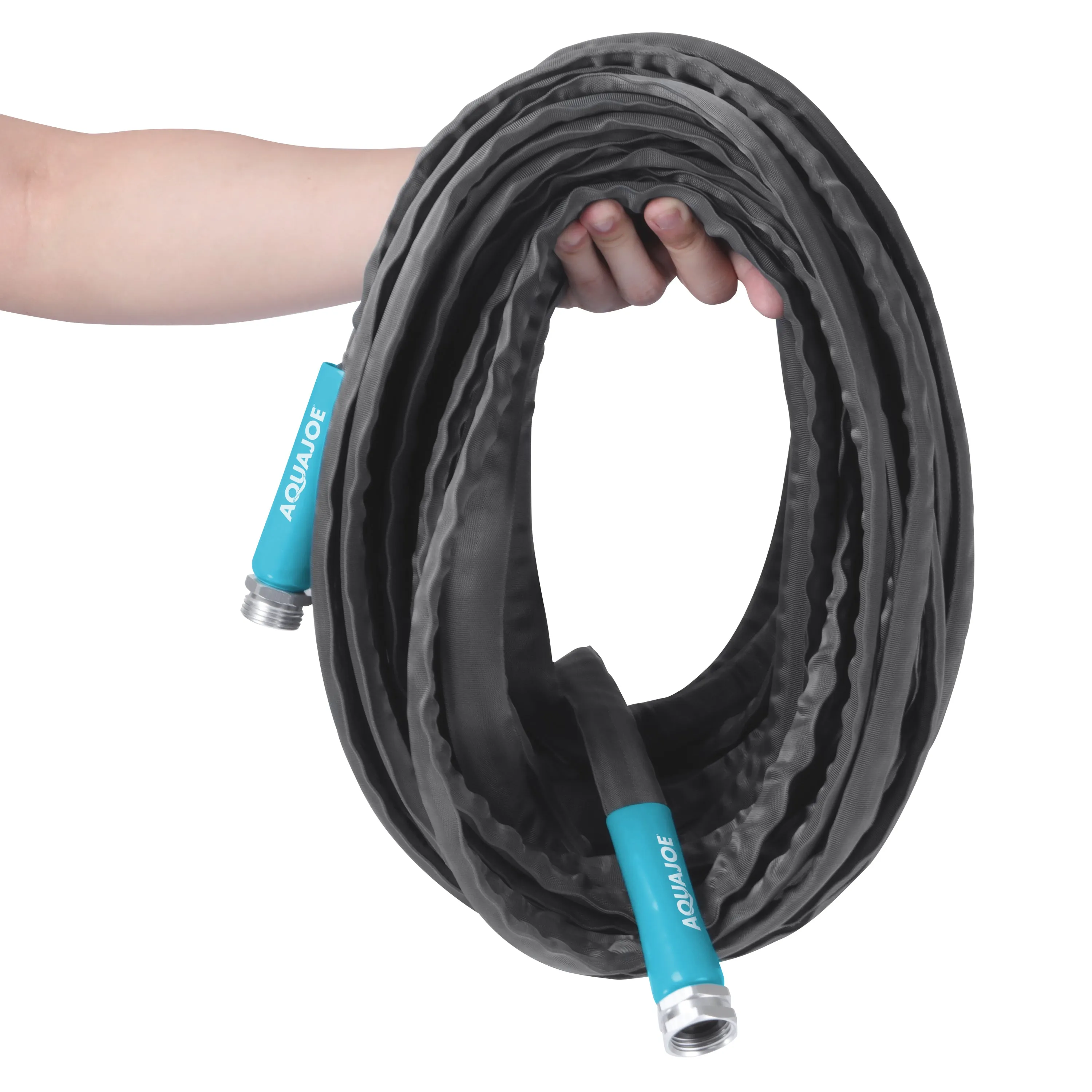 Aqua Joe AJFJH100-58-PRO Ultra Flexible Kink Free Fiberjacket Garden Hose | 100-Foot | Metal Fittings