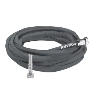 Aqua Joe AJFJH50-PRO-GRY Ultra Flexible Kink Free Fiberjacket Garden Hose | 50-Foot | Metal Fittings | Metal Twist Nozzle Included (Gray)