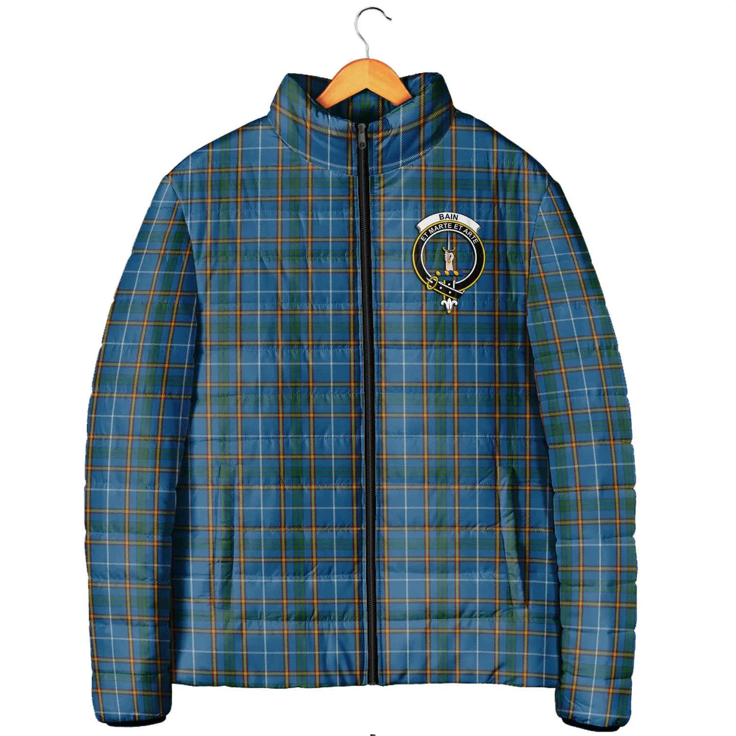 Bain Tartan Padded Jacket with Family Crest