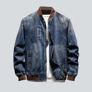 Bleached bomber men denim jacket