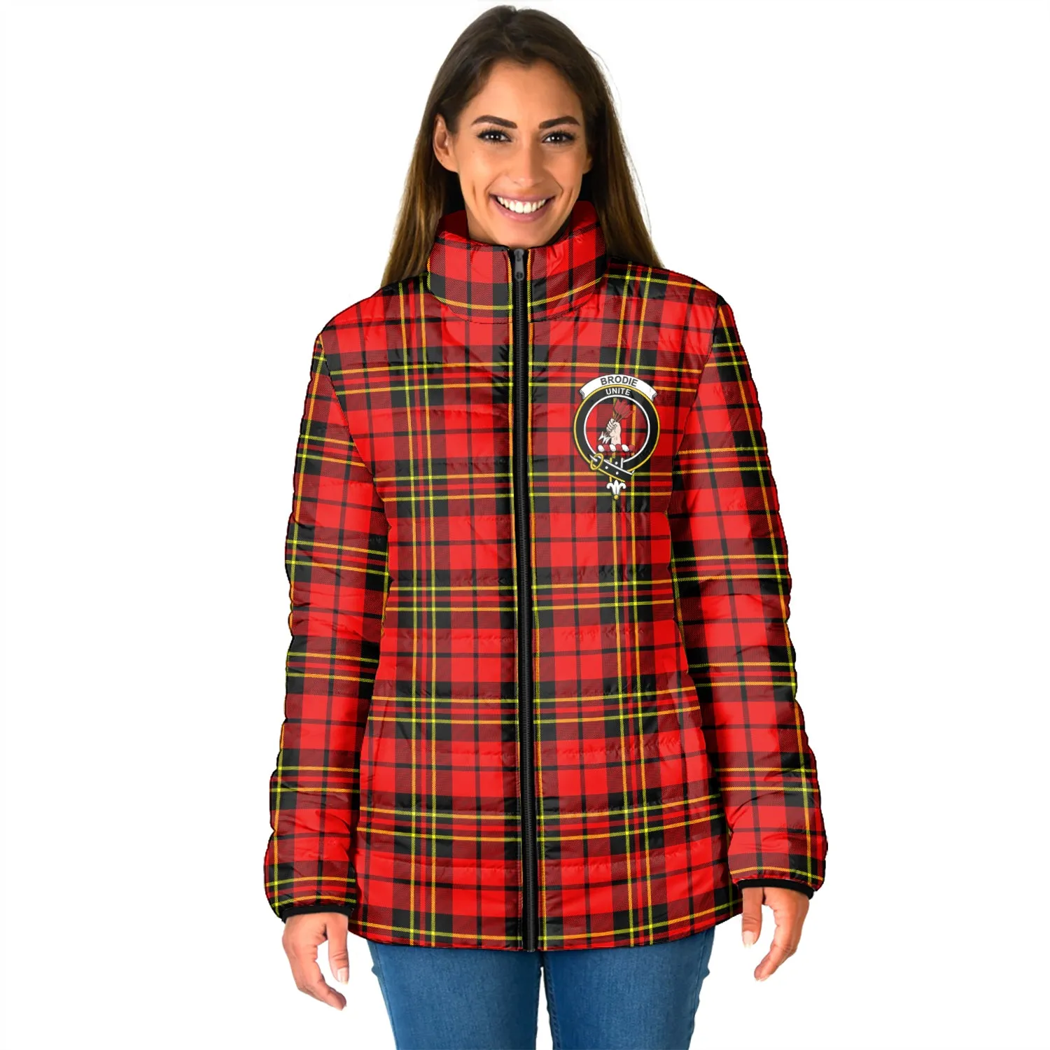 Brodie Modern Tartan Padded Jacket with Family Crest