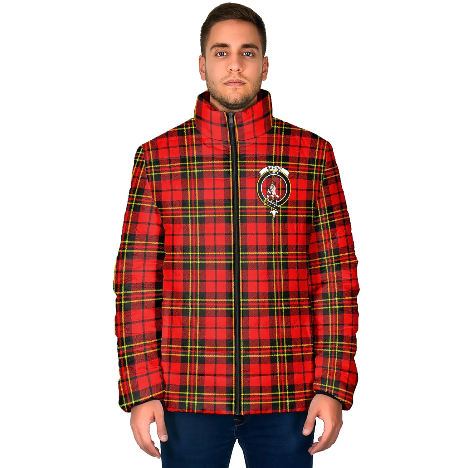 Brodie Modern Tartan Padded Jacket with Family Crest