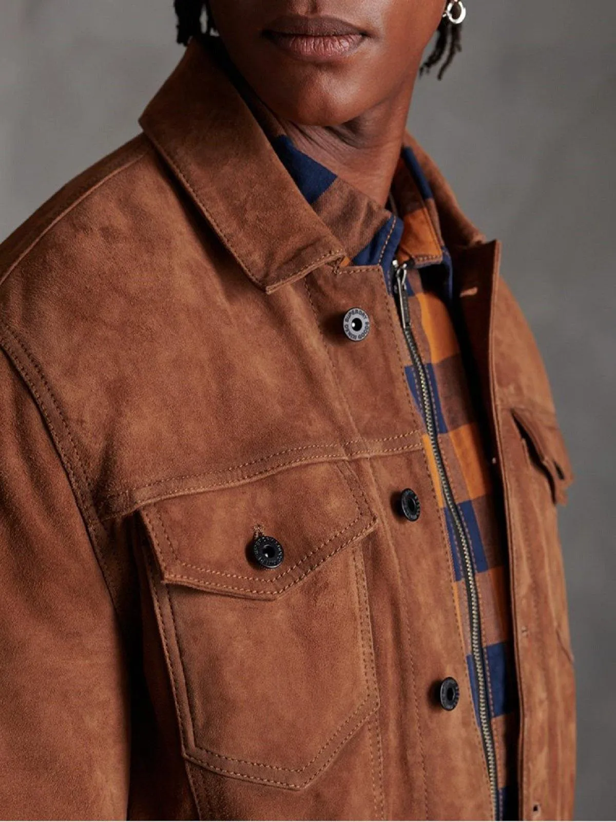 Classic Tawny Brown Suede Leather Jacket for Men