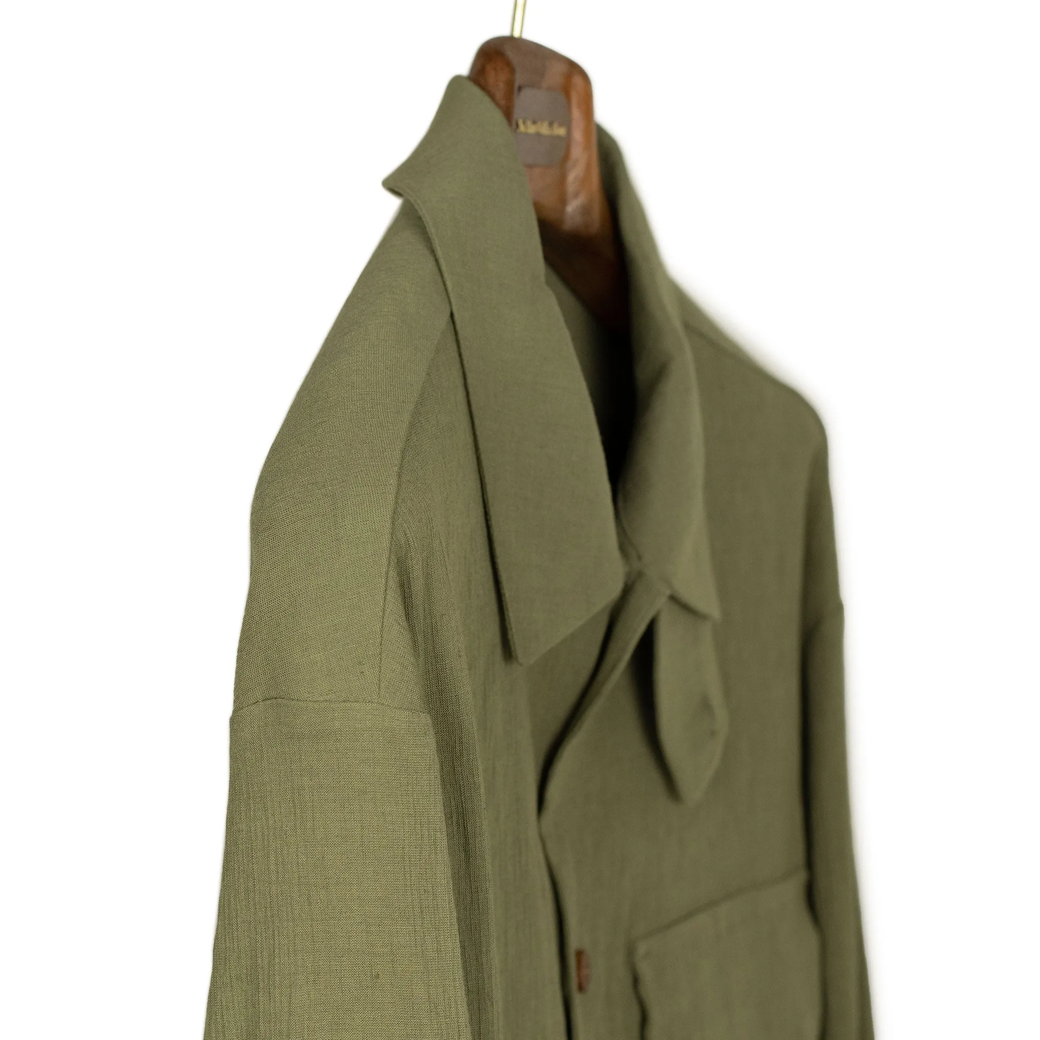 CPO shirt in light olive Italian linen and rayon