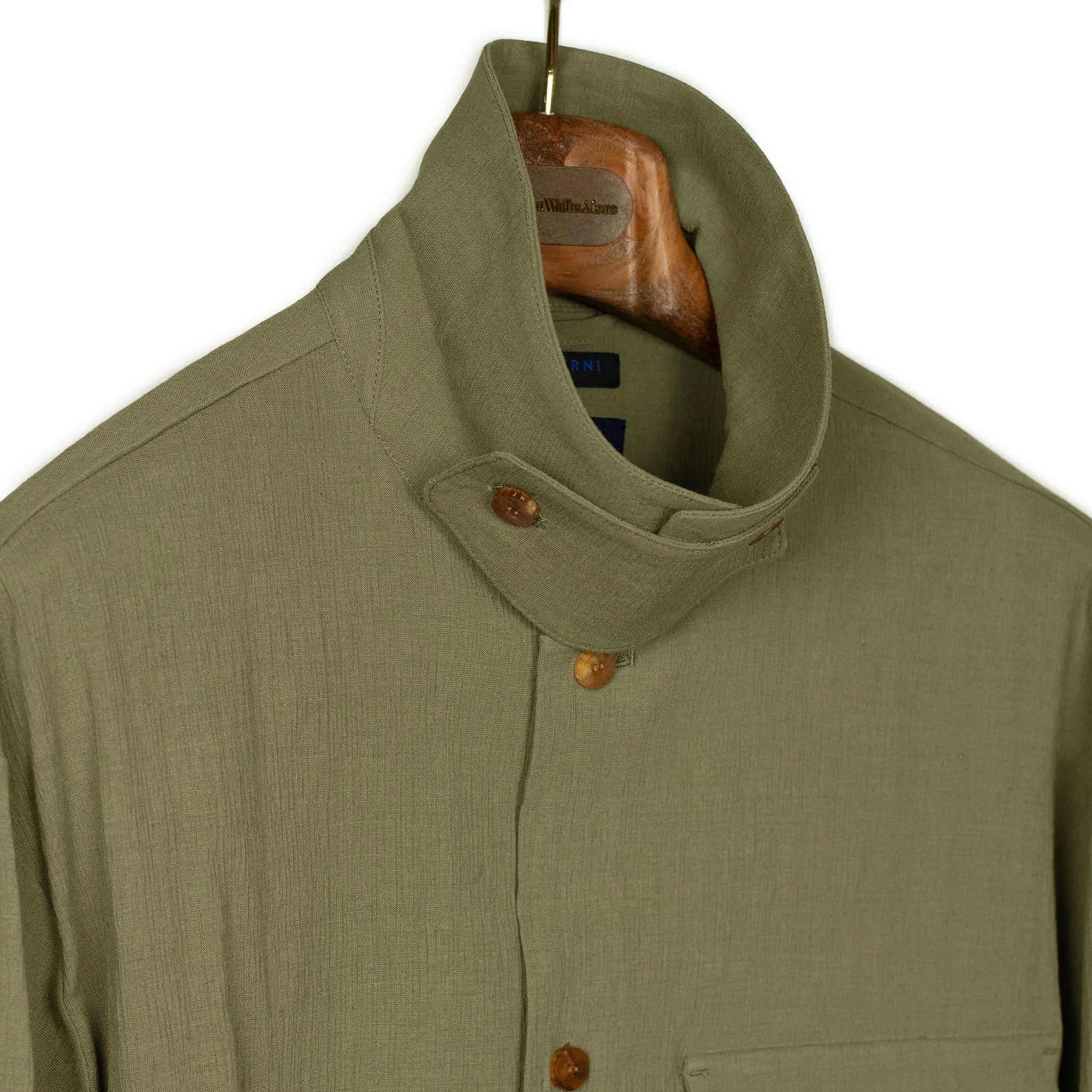 CPO shirt in light olive Italian linen and rayon