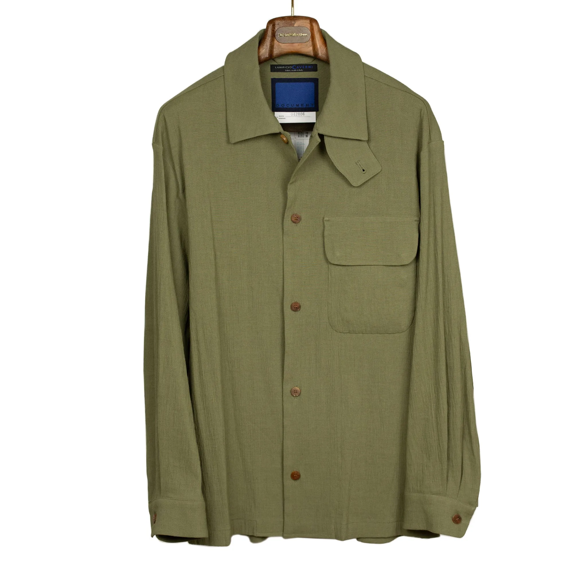 CPO shirt in light olive Italian linen and rayon