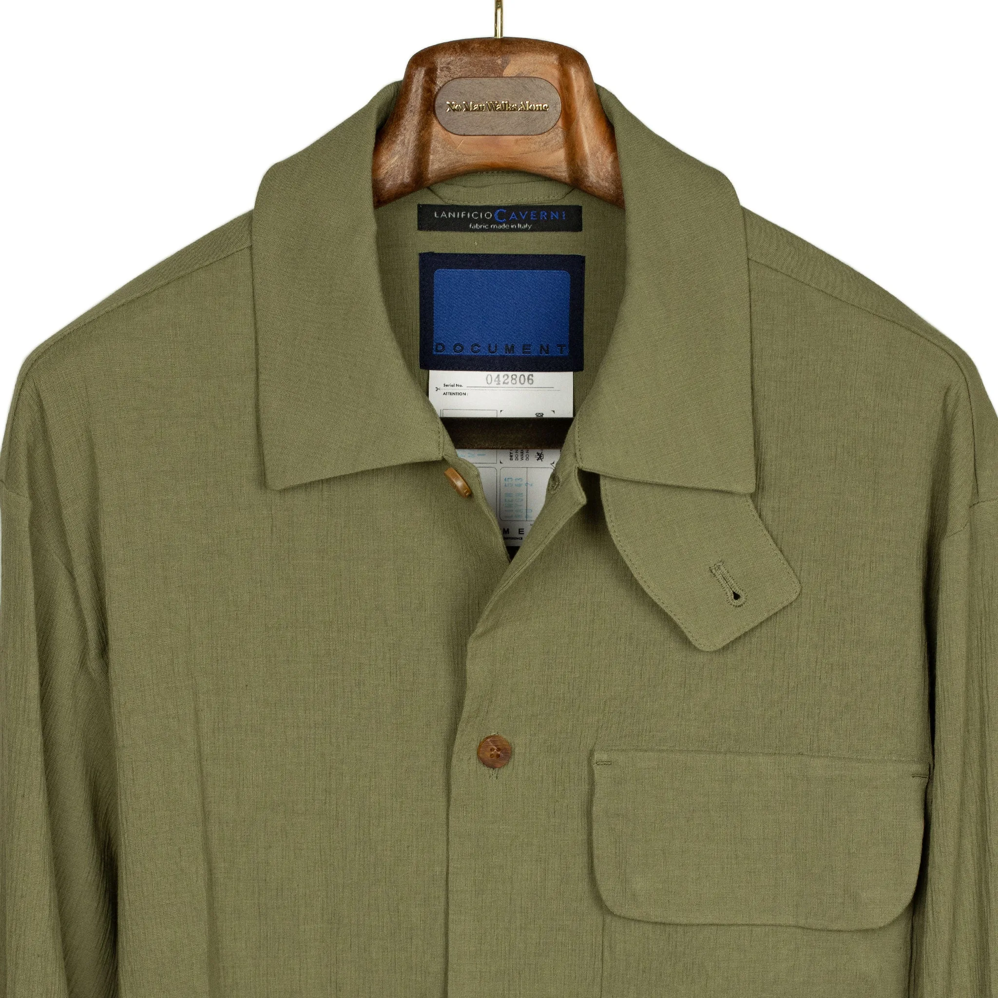 CPO shirt in light olive Italian linen and rayon