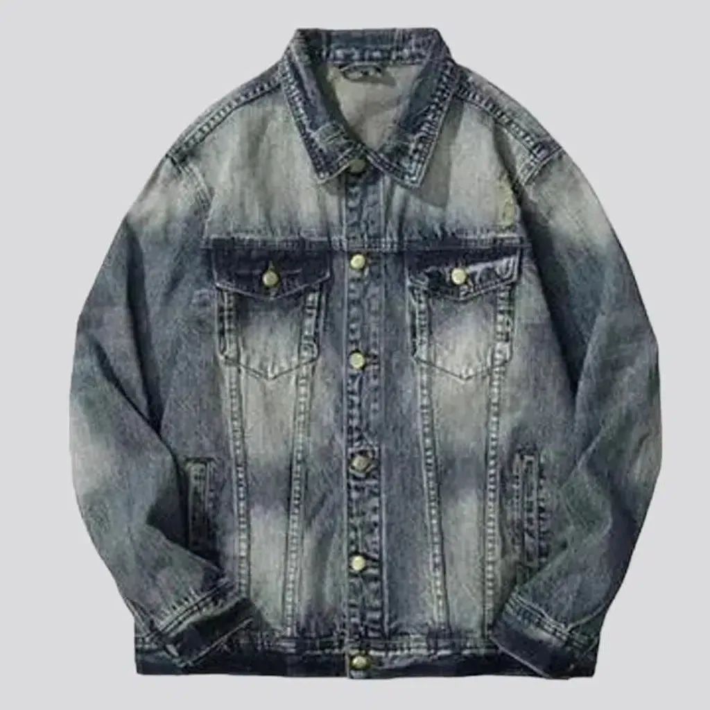 Medium-wash fashion jeans jacket