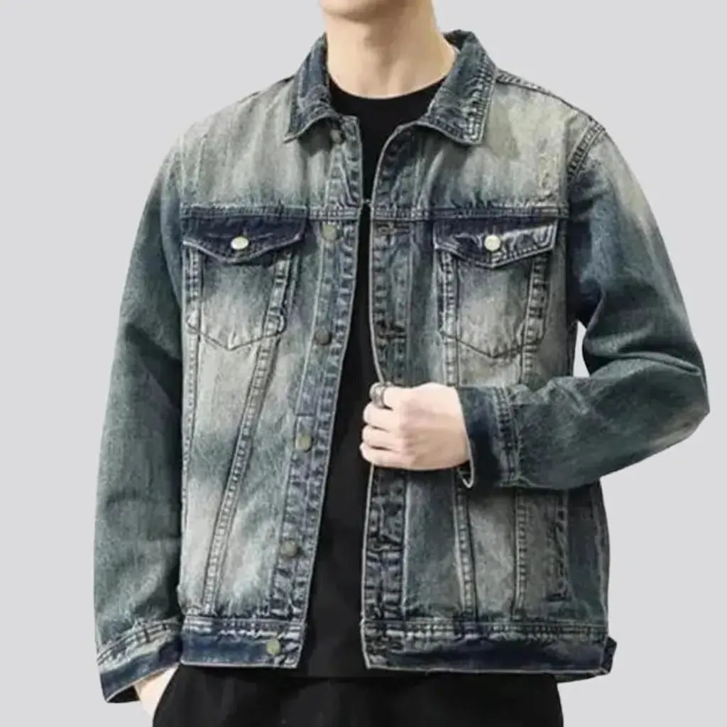 Medium-wash fashion jeans jacket