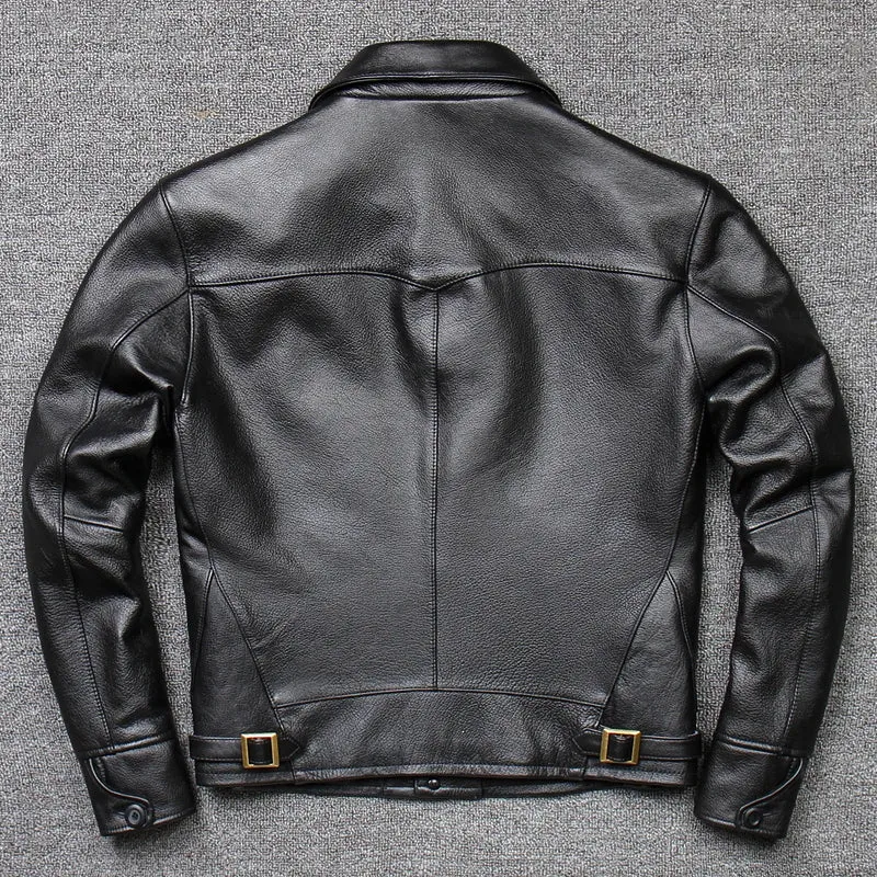 Men's Genuine Black Cowhide Leather Jacket