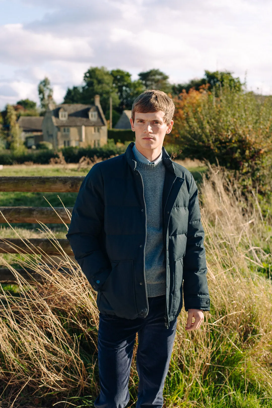 Navy Ventile Cotton Down Jacket