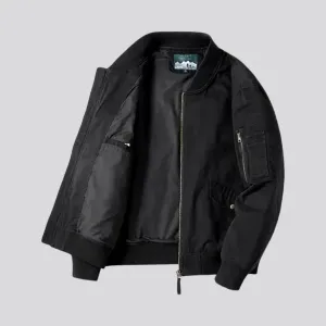 Rubber hem casual men's jean bomber jacket