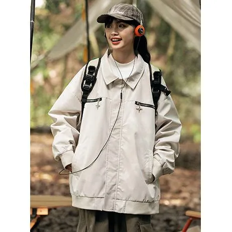 Solid Color Outdoor Windproof Harrington Jacket