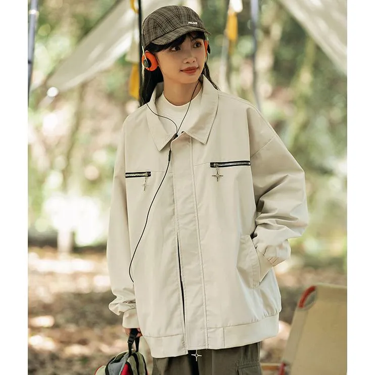 Solid Color Outdoor Windproof Harrington Jacket