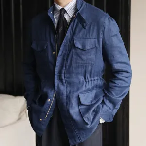 Solid with Pockets Linen Jacket