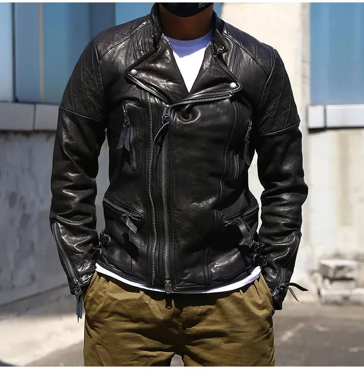 Vintage Style Genuine Sheepskin Leather Jacket