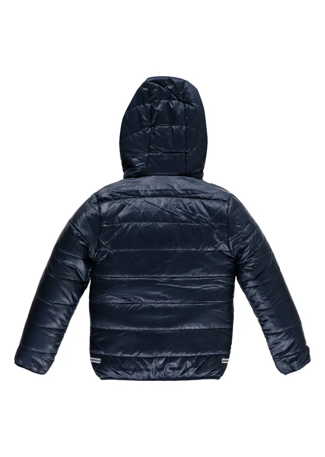 Warm Padded Jacket with Hood in Navy/Royal